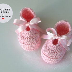Baby girl welcome gift Crochet infant girl shoes pattern, newborn soft sole sandals with bow, pink christening gown, pdf instant download