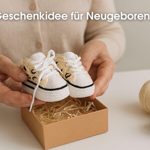 Safari Baby Schuhe häkeln, Häkelanleitung PDF Sneakers neutral beige, Geschenk Geburt DIY, Leopard Design, Schnittmuster Deutsch image 11