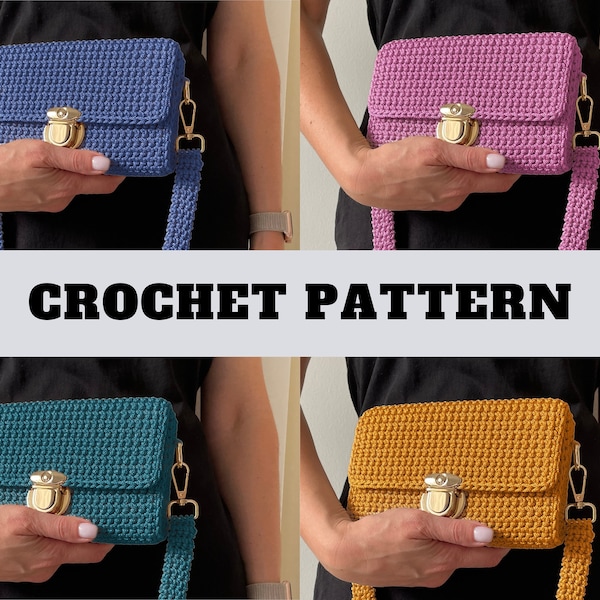 Patron de sac baguette au crochet, pochette de soirée femme, sac fourre-tout esthétique, petit sac besace à bandoulière, sac à main minimaliste à bandoulière