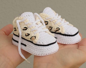 Safari Baby Schuhe häkeln, Häkelanleitung PDF Sneakers neutral beige, Geschenk Geburt DIY, Leopard Design, Schnittmuster Deutsch