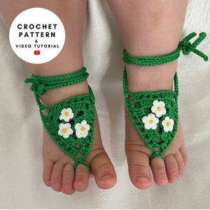 Crochet pattern baby sandals, girl barefoot sandals, beach pool anklet, baby girl gift idea, one size pdf english pattern