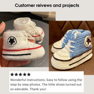 Kundenbewertungen: Weiße Sneakers mit schwarzer Applikation, gehäkelt