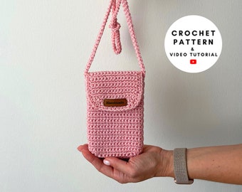 Beige Phone Bag Crochet Cellphone Bag Knit Crossbody Bag - Etsy