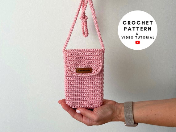 Crochet crossbody bag pattern, cell phone pouch, crochet mini purse, mobile phone case, summer shoulder messenger bag, DIY roommate gift