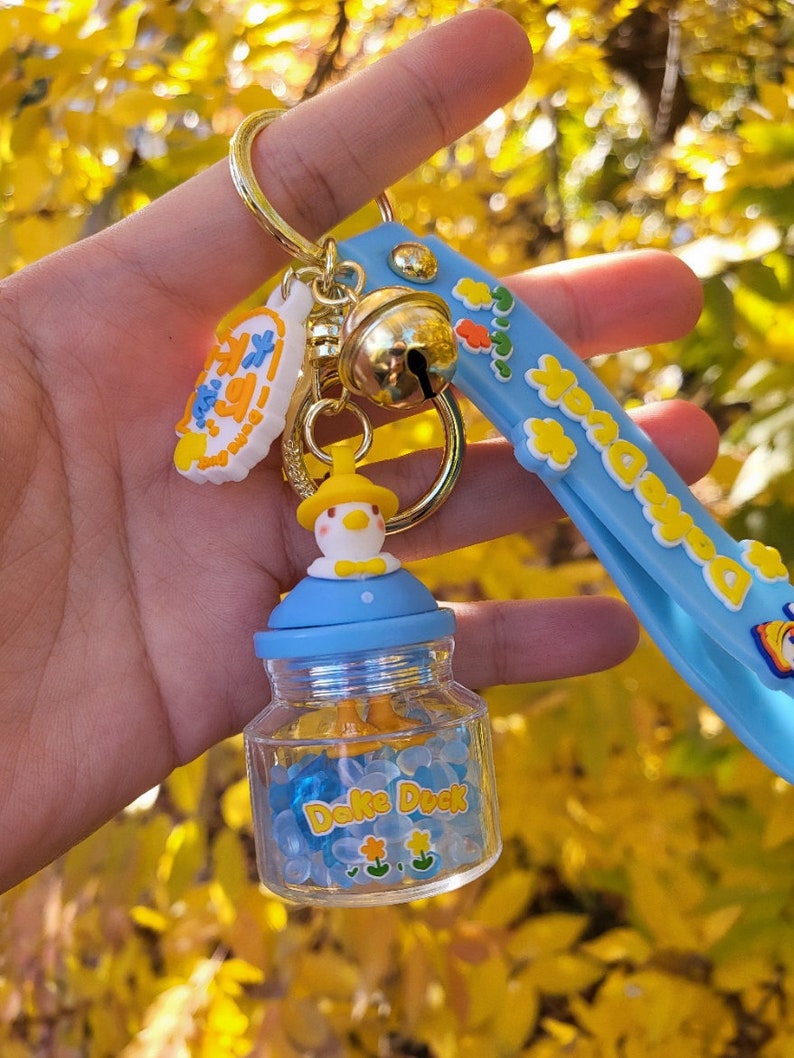 Duck Liquid Keychain Kawaii Cute Liquid Keychain Quicksand Etsy Australia