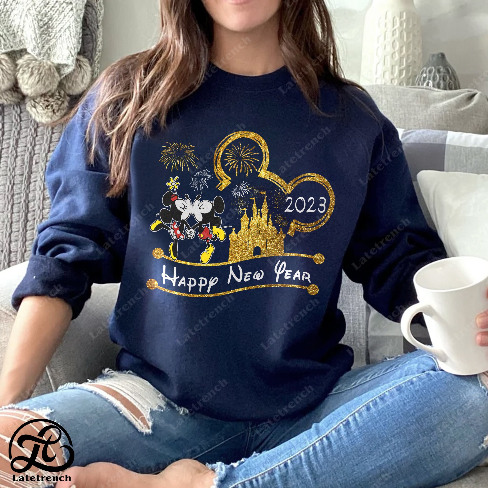 Discover Disney Happy New Year 2023 Sweatshirt, Mickey New Year Shirt, 2023 New Year Party Shirt, Happiest Place On Earth Tee, Minnie New Year Shirt