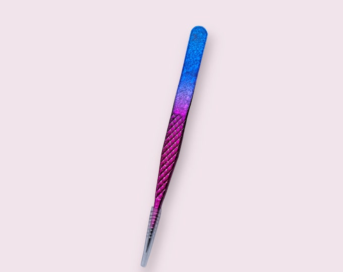 Drill placing tweezers, pink and blue