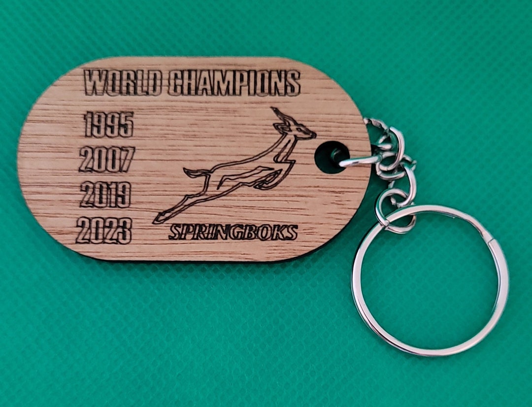 Handmade Wooden Springbok Rugby South African Keyrings World Etsy UK