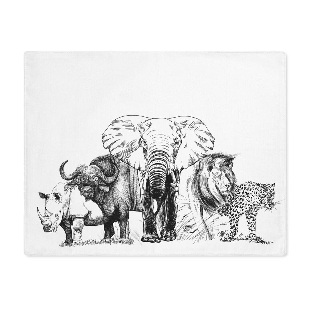 South African Big Five African Safari Animals Placemat 1pc Etsy
