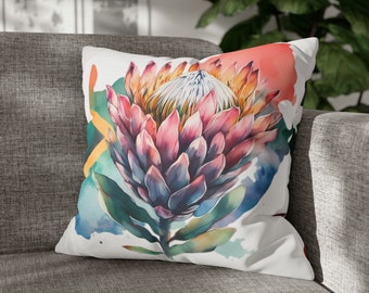 South African Protea Spun Polyester Pillowcase - No filling