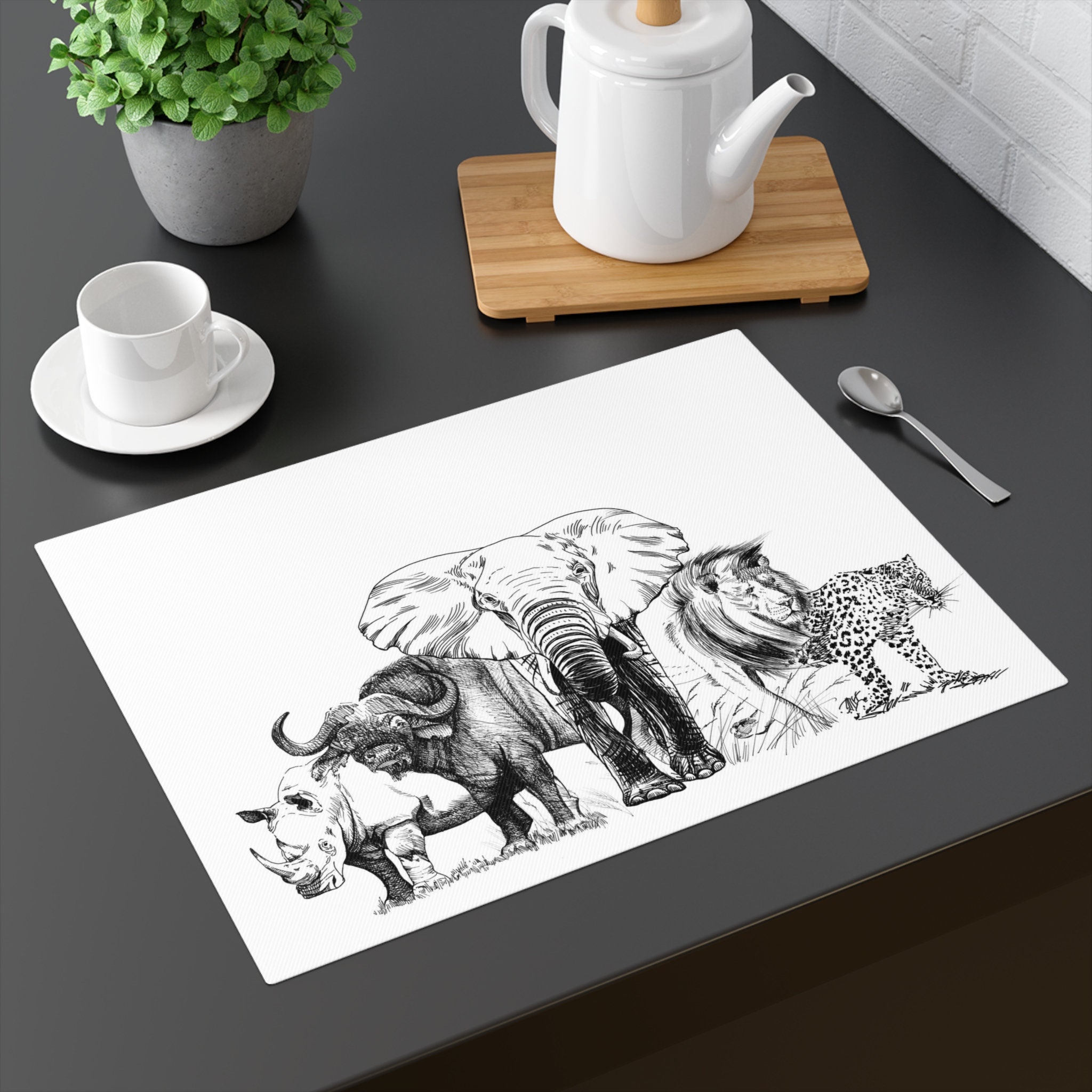 South African Big Five African Safari Animals Placemat, 1pc Etsy