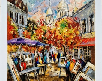 MICHAEL ROZENVAIN - Artistic plaza (serigraph) (Unframed) hand signed