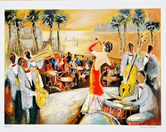 MICHAEL ROZENVAIN - Miami nights (lithograph) (Unframed) handsinged