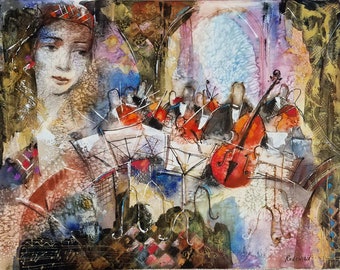 MICHAEL ROZENVAIN - A Hidden Beautiful Spectator (UNIQUE - Watercolor) (Unframed)