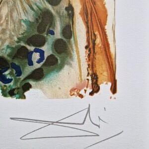 May include: Abstract art print with a colorful, swirling design in shades of green, blue, brown, and white. The print is signed in the lower right corner with the artist's signature.