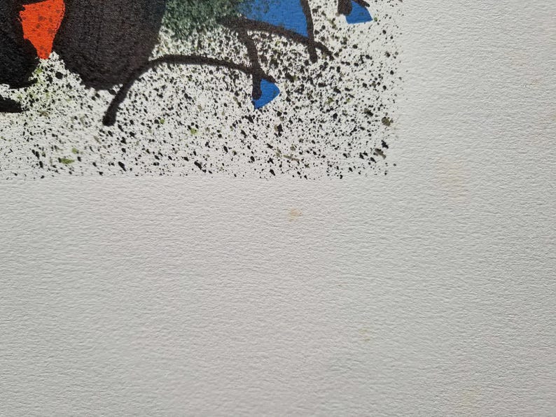 May include: Abstract artwork with a white background and colorful splatters. The upper portion features black, orange, and blue shapes with black lines. The artwork has a textured appearance.