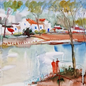 MOSHE LEIDER - (UNIQUE - Watercolor) 1 (Unframed)