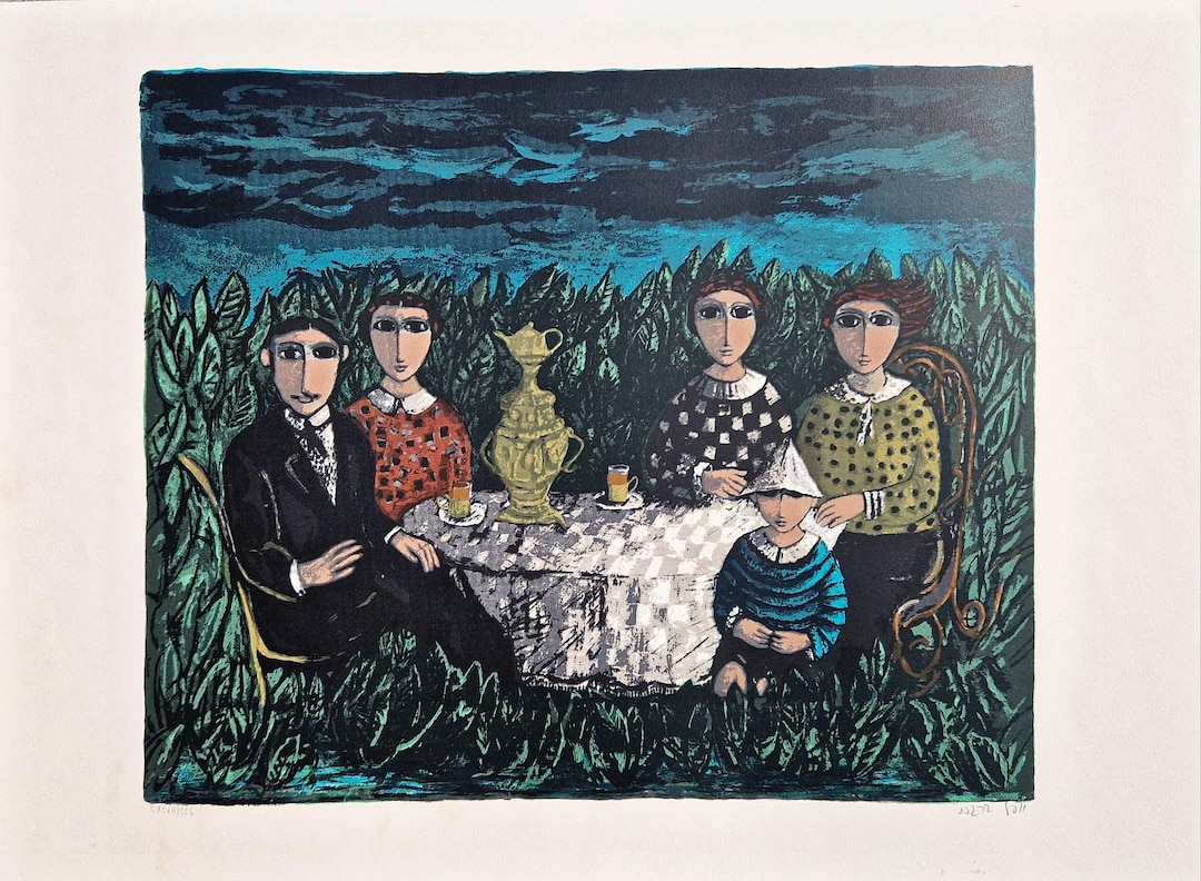 YOSL BERGNER - Tea in the Garden (handsigned) (unframed) Lithography ...