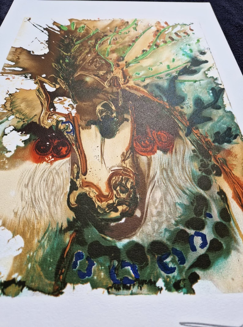 SALVADOR DALI - Bucephale (CERTIFICATE) (Unframed) Original lithograph by S.P.A.D.E.M (Israel), surrealistic art image 7