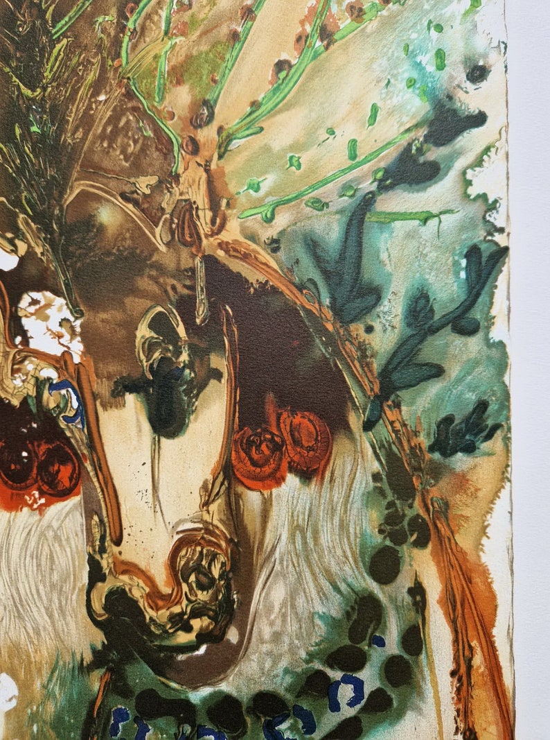 SALVADOR DALI - Bucephale (CERTIFICATE) (Unframed) Original lithograph by S.P.A.D.E.M (Israel), surrealistic art image 6