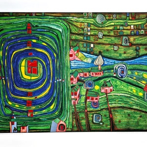 Friedensreich Hundertwasser - /¡ÚLTIMAS 4 PIEZAS!/ Hierba para los que lloran (CERTIFICADO)(Sin marco) Granolitografía