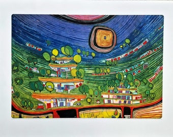 Friedensreich Hundertwasser - The houses are hanging (CERTIFICATE) (Unframed)