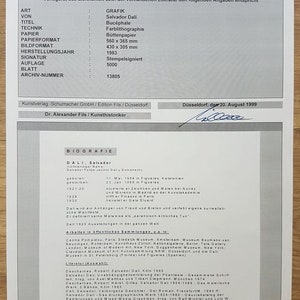 SALVADOR DALI - Bucephale (CERTIFICATE) (Unframed) Original lithograph by S.P.A.D.E.M (Israel), surrealistic art image 2