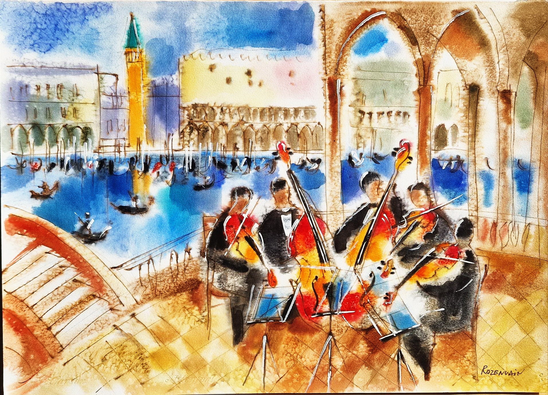 MICHAEL ROZENVAIN - Concerto in C Minor (UNIKAT - Watercolor) (Unframed) hand signed