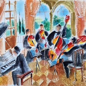 MICHAEL ROZENVAIN - Suoni da sala (UNIKAT - Acquerello) (senza cornice) firmato a mano