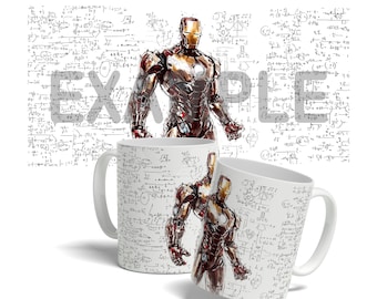 Iron Man Mugs, 11oz Mugs, Sublimation Designs, Mug Stencil, Coffee Mugs, Coffee Mug Stencils