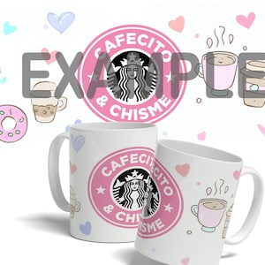 Cafecito Y Chisme マグ デザイン、マグ、11 オンス マグ、昇華デザイン、マグ テンプレート、コーヒー マグ、コーヒー マグ テンプレート