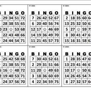 1200 Bingo Cards, Pdf Download, 6 Per Page,