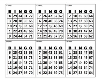 1200 Bingo Cards, Pdf Download, 6 Per Page,