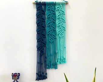 Handgemaakte macramébladeren muur hangen, macrameblad muur decor, boho woondecoratie, cadeau voor moeder, kunst aan de muur macramé, wijnstokken muurkunst