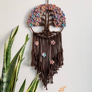 Flower Tree of Life dreamcatcher wall hanging, Boho macrame decor, Housewarming gift, Nursery decoration, Gift for lover