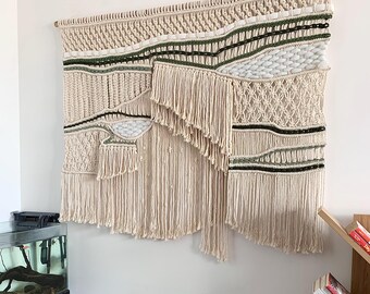 Extra Large Macrame Decor Bedroom, Headboard Tapestry, Modern Macrame Wall Hanging, Abstract Boho Macrame Wall Art