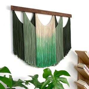 Large Green Macrame Wall Hanging, Yarn Dyed Wall Hanging, Macrame Yarn Art, Abstract Macrame Decor, Housewarming gift, Modern Home decor