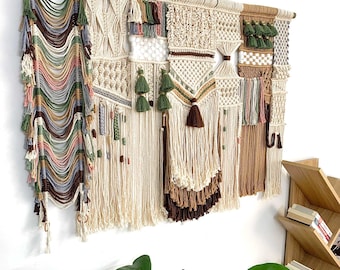 Large Abstract Macrame Wall Art: Modern Headboard Tapestry