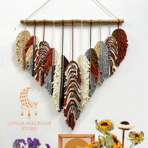 Wall Hanging Macrame Leaves, Mix Color Leaves, Decor Wall Leaves, Boho home decoration, Mother&#39;s Gift, Rustic Handmade Macrame Leaves