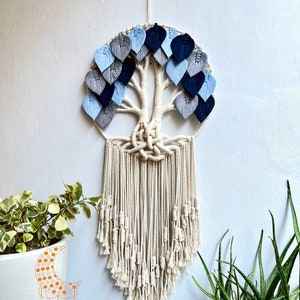 Handmade macrame Tree of Life dreamcatcher wall hanging, Boho macrame leaves decor, Home decoration, Headboard decoration, Gift for her
