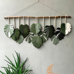 Monstera Macrame Leaf Wall Hanging, Boho Leaves Macrame Headboard, Boho Macrame Home Decor,  Unique Wall Hanging Gift, Gift For Mom