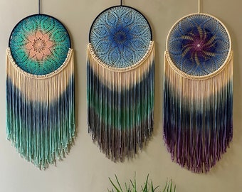 Handmade Dreamcatcher Wall Hanging, Large Dreamcatcher Decoration, Dreamcatcher Macrame Boho Decor, Gaint Dreacatcher on Headboard