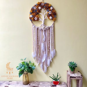 Handmade macrame Tree of life flower, Dream catchers Tree of life wall hanging, Boho home decoration, Gift for Mom