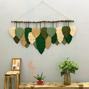 Monstera Macrame Leaves Wall Decor, Boho Leaves Macrame Headboard, Macrame Home Decoration,  Unique Wall Hanging Gift, Gift For Her