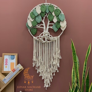 Handmade macrame Tree of Life dreamcatcher wall hanging, Boho macrame leaves decor, Home decoration, Headboard decoration, Gift for her
