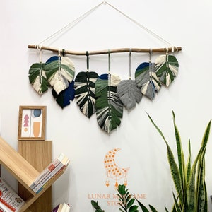 Monstera Macrame Leaf Wall Hanging, Boho Leaves Macrame Headboard, Boho Macrame Home Decor,  Unique Wall Hanging Gift, Gift For Mom