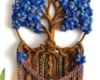 EasyBravo Acchiappasogni con albero della vita, macramè, da appendere alla parete, in stile bohémien, per matrimoni e decorazioni per la casa