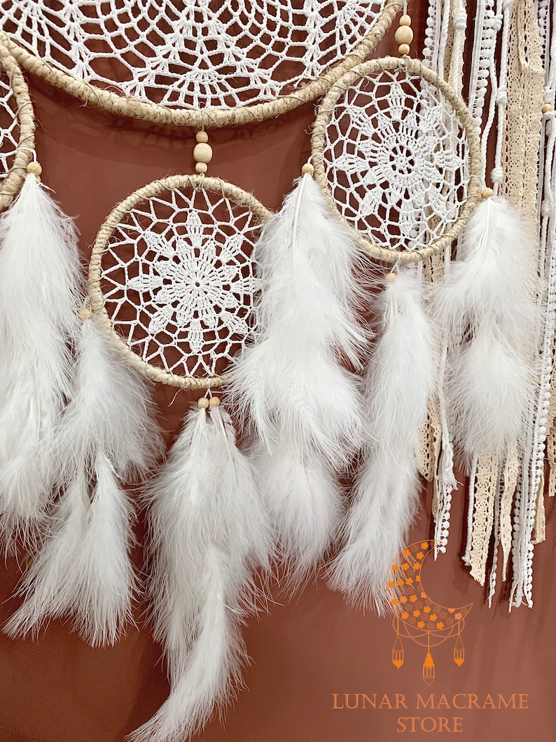 Large Dream Catchers Feather Wall Hanging, Dreamcatcher Decorate Headboard, Boho Style Bedroom