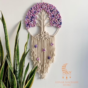 Flower Tree of Life dreamcatcher wall hanging, Boho macrame decor, Housewarming gift, Nursery decoration, Gift for lover