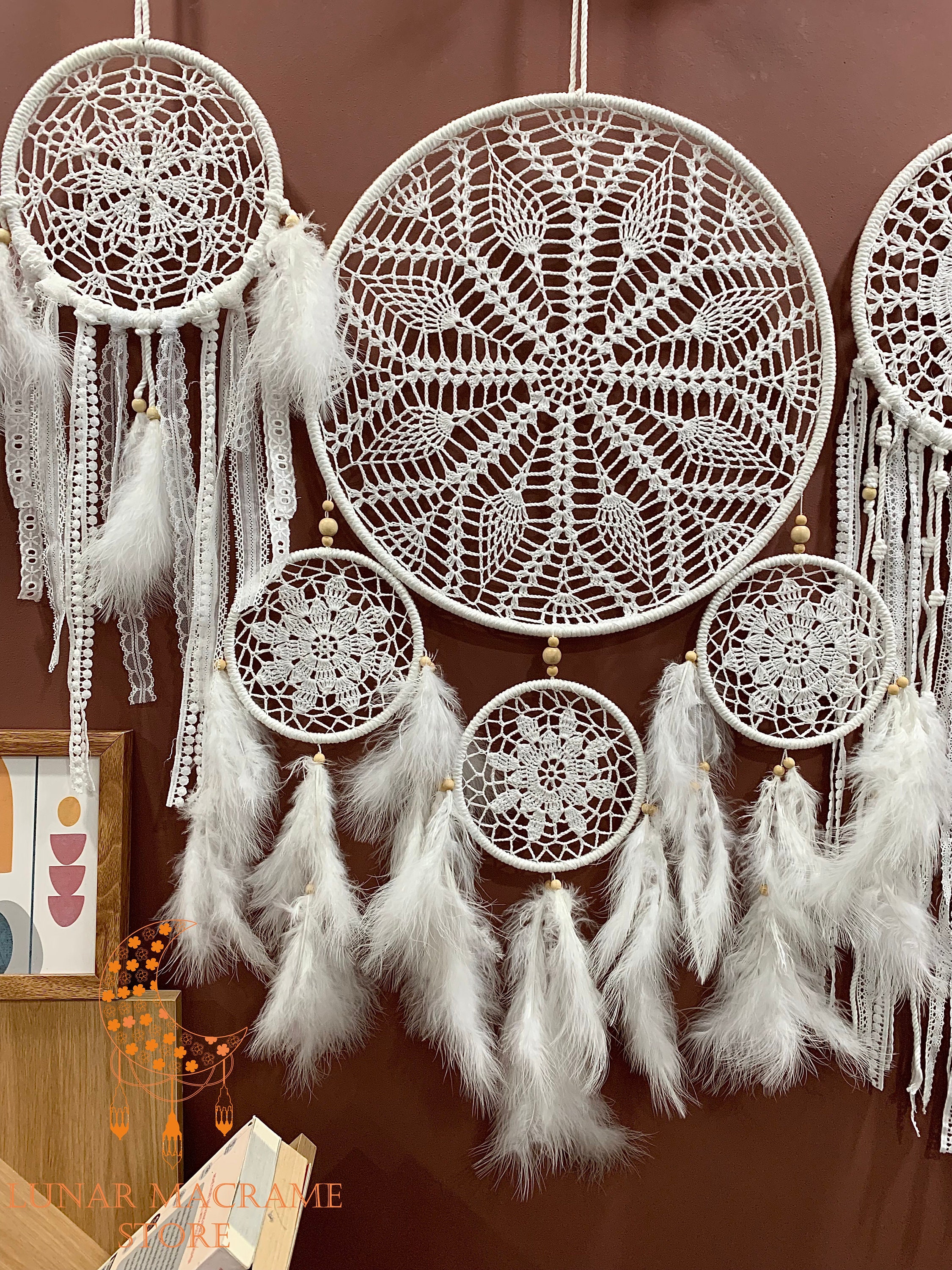 Large Dream Catcher Wall Hanging - 41.4 Inch Handmade Boho Decor With Feather Tassels